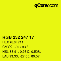 カラーコード: RGB 232 247 17 | qconv.com