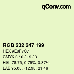 Color code: RGB 232 247 199 | qconv.com