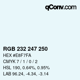 Color code: RGB 232 247 250 | qconv.com