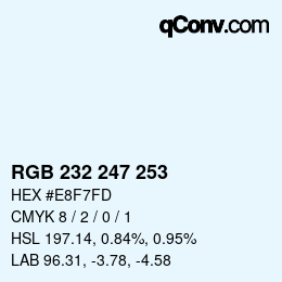 Color code: RGB 232 247 253 | qconv.com