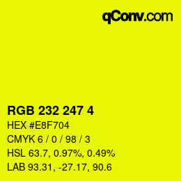 Color code: RGB 232 247 4 | qconv.com