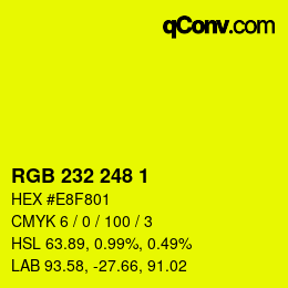 Color code: RGB 232 248 1 | qconv.com