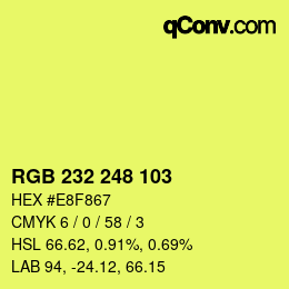 カラーコード: RGB 232 248 103 | qconv.com