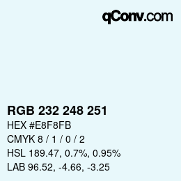 Color code: RGB 232 248 251 | qconv.com