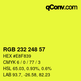 Color code: RGB 232 248 57 | qconv.com