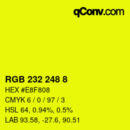 カラーコード: RGB 232 248 8 | qconv.com