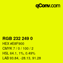 Color code: RGB 232 249 0 | qconv.com