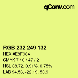 Color code: RGB 232 249 132 | qconv.com