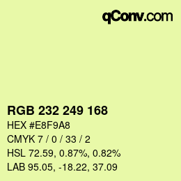 Color code: RGB 232 249 168 | qconv.com