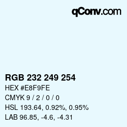 Color code: RGB 232 249 254 | qconv.com