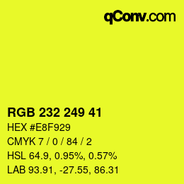 Color code: RGB 232 249 41 | qconv.com