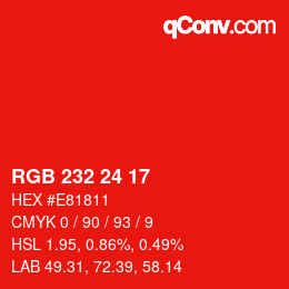 Color code: RGB 232 24 17 | qconv.com