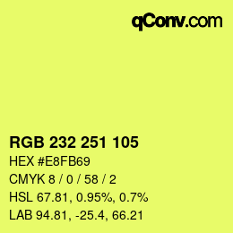 Color code: RGB 232 251 105 | qconv.com