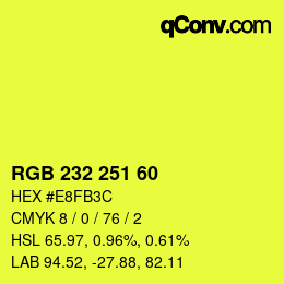 颜色代码: RGB 232 251 60 | qconv.com