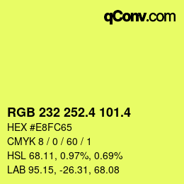 カラーコード: RGB 232 252.4 101.4 | qconv.com