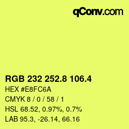 カラーコード: RGB 232 252.8 106.4 | qconv.com