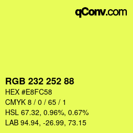 Color code: RGB 232 252 88 | qconv.com