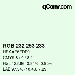 Color code: RGB 232 253 233 | qconv.com