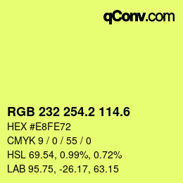 カラーコード: RGB 232 254.2 114.6 | qconv.com