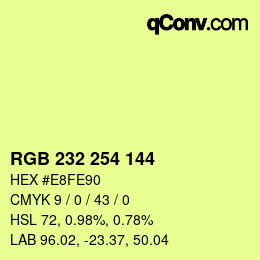 Farbcode: RGB 232 254 144 | qconv.com