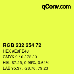 カラーコード: RGB 232 254 72 | qconv.com