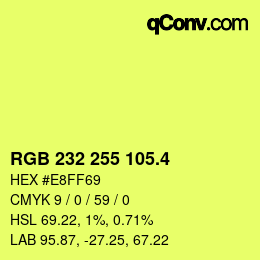 カラーコード: RGB 232 255 105.4 | qconv.com