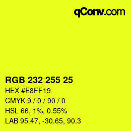 Color code: RGB 232 255 25 | qconv.com