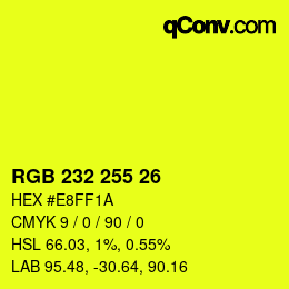 Color code: RGB 232 255 26 | qconv.com
