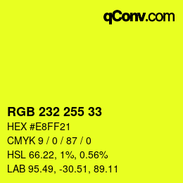 Color code: RGB 232 255 33 | qconv.com