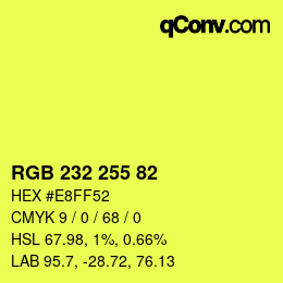 Color code: RGB 232 255 82 | qconv.com