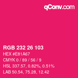 Color code: RGB 232 26 103 | qconv.com