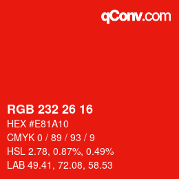 Color code: RGB 232 26 16 | qconv.com