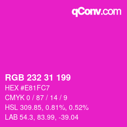 Color code: RGB 232 31 199 | qconv.com