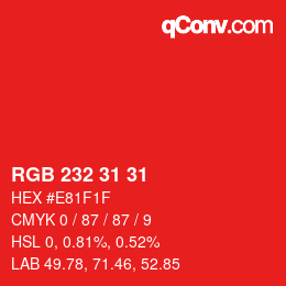 Color code: RGB 232 31 31 | qconv.com