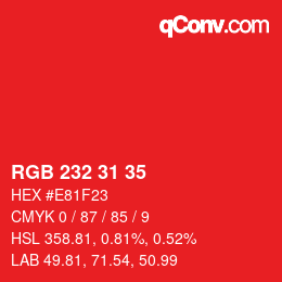Color code: RGB 232 31 35 | qconv.com