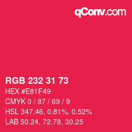 Color code: RGB 232 31 73 | qconv.com