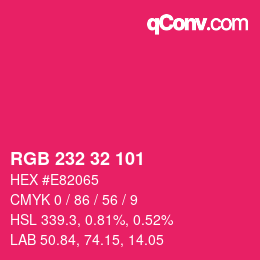 Color code: RGB 232 32 101 | qconv.com