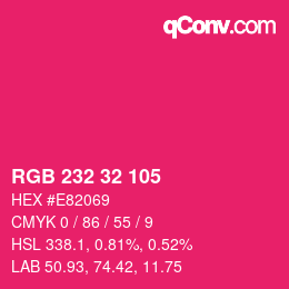 Color code: RGB 232 32 105 | qconv.com
