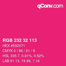 Color code: RGB 232 32 113 | qconv.com