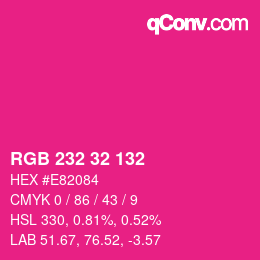 Color code: RGB 232 32 132 | qconv.com