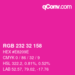 Color code: RGB 232 32 158 | qconv.com
