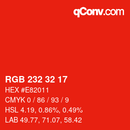 Color code: RGB 232 32 17 | qconv.com