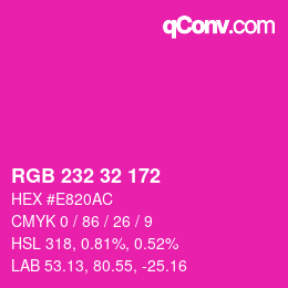 Color code: RGB 232 32 172 | qconv.com