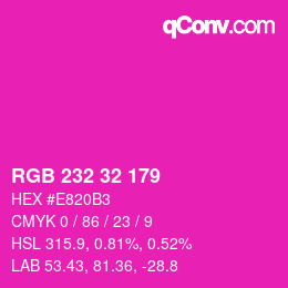 Color code: RGB 232 32 179 | qconv.com