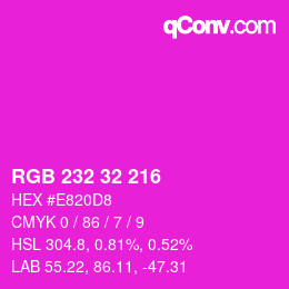 Color code: RGB 232 32 216 | qconv.com