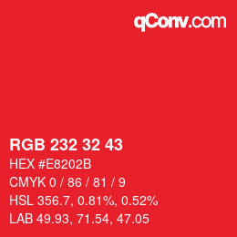 Color code: RGB 232 32 43 | qconv.com
