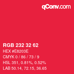 Color code: RGB 232 32 62 | qconv.com