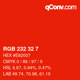 Color code: RGB 232 32 7 | qconv.com