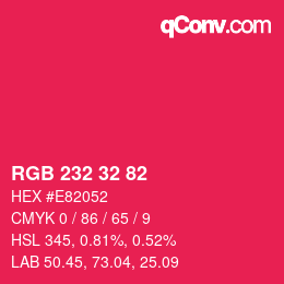 Color code: RGB 232 32 82 | qconv.com