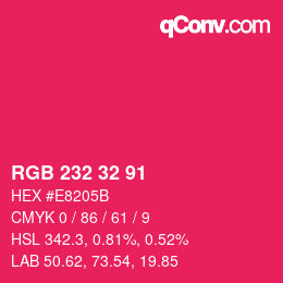 Color code: RGB 232 32 91 | qconv.com